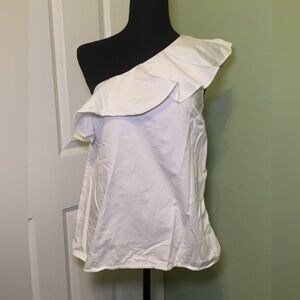 Ann Taylor white one shoulder ruffle women’s top